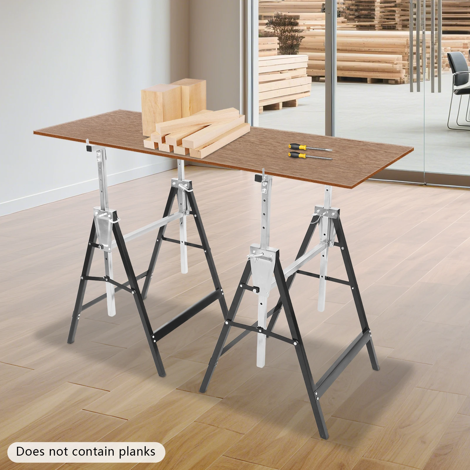 ارتفاع قابل للتعديل 79-130 سنتيمتر متعرجة رفع قوس منشار معدني الحصان 2 قطعة للطي منضدة النجارة #2