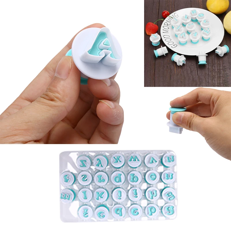 35pcs/24pcs Alphabet Number Cake Molds Cakes Sugar Paste Letter Cookies Cutter Words Press Stamp Baking Embossing Mould DIY Cake