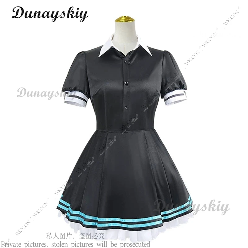 Blauw Archief Kakudate Karin Cosplay Kostuum Meid Jurk Anime Outfits Halloween Uniform Pruik Spel Meid Kostuum Kakudate Karin