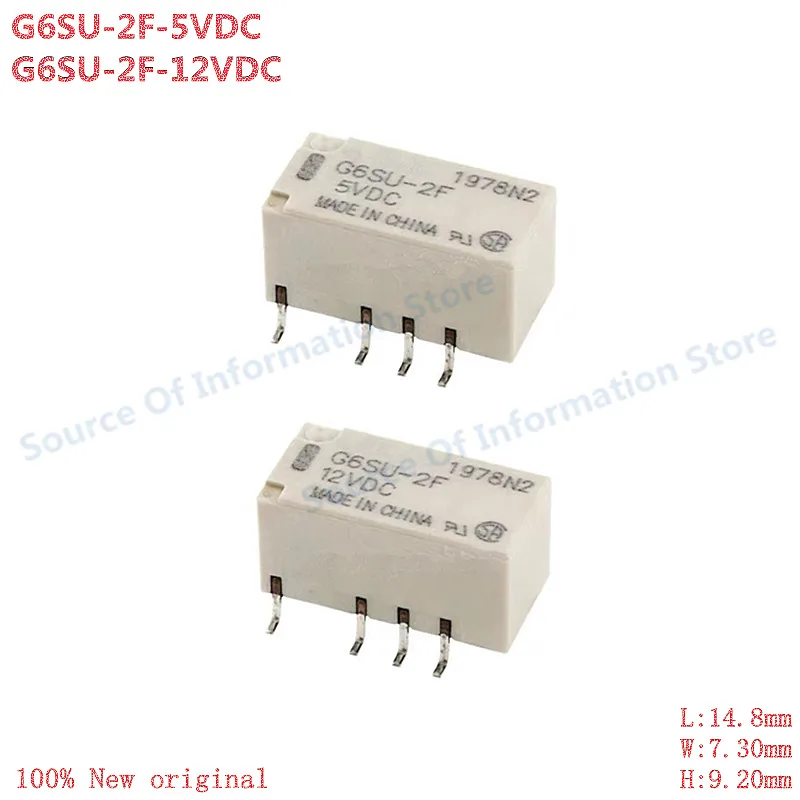 5Pcs G6SU-2F-5VDC/12VDC Signal Relay 5V 12V DC Coil 2A DPDT 8Pin PCB Mount Telecom Relay 100% New