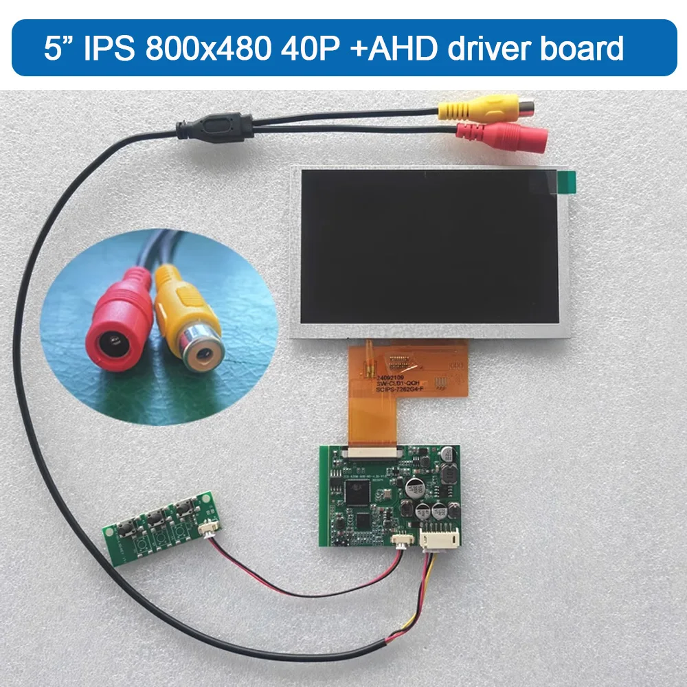 

5-дюймовый 800x480 IPS ЖК-дисплей, комплект модуля 40P с платой драйвера AHD1080P, соединительный видеокабель AV + DC