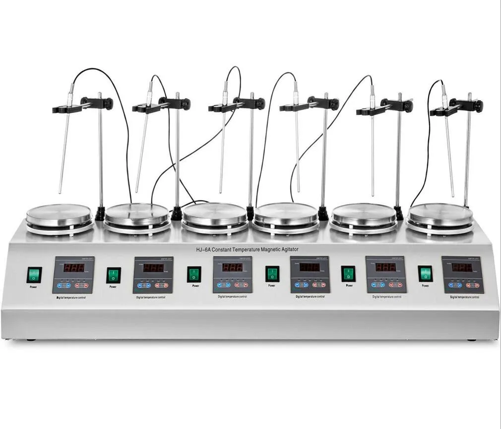 

6 головок, многоблочный цифровой термостатический Магнитный мешалка, Миксер с горячей пластиной 110 В или 220 В высотой