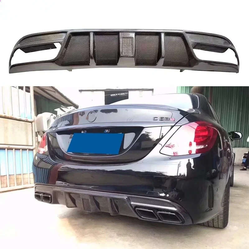 

Rear Diffuser With Light For Mercedes Benz C Class W205 C Class SD Style High Quality Carbon Fiber