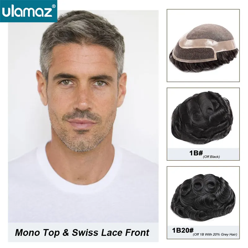 

Lace Front Mono PU Wig Man Toupee Human Hair Men's Wigs Natural Mono Lace Hair System For Man Breathable Male Hair Prosthesis