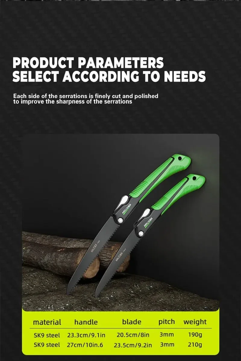 2025 جديد! منشار يدوي شديد التحمل للتخييم الخشبي، منشار تشذيب الخشب DIY مع أدوات تشذيب الأسنان الصلبة