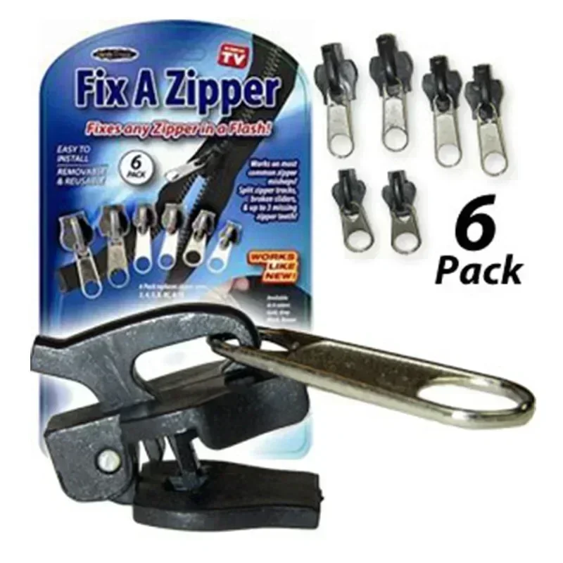 6pcs Zippers Repair Kit Universal Instant Zipper Repair Replacement Zipper Sliding Teeth Rescue Zipper Head For 3 Different Size