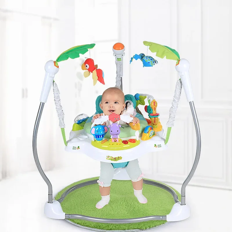 [Funny] Lovely LED Light and music Baby bouncer jumping chair swing 360 degree rotating seat baby toys birthday gift for kids