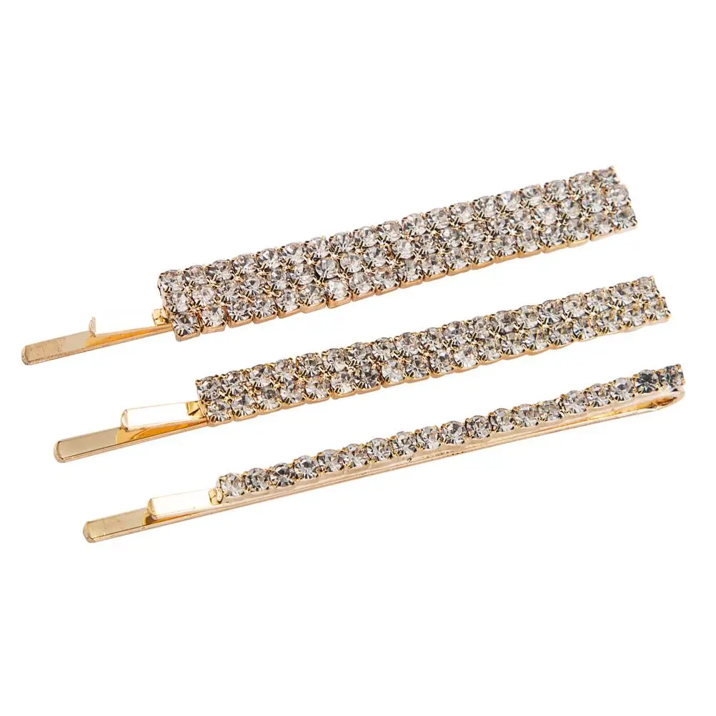

3 Pcs Rhinestone Hair Clips Exquisite Design Versatile Alloy Creative Golden Women Accessories Match Most Clothes High Quality