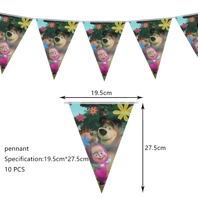 Mascha und der Bär Geburtstagsparty Banner Luftballons Teller Becher Servietten Tischdecke Mädchen Cartoon Partyzubehör Dekoration Babyparty – Detail 10