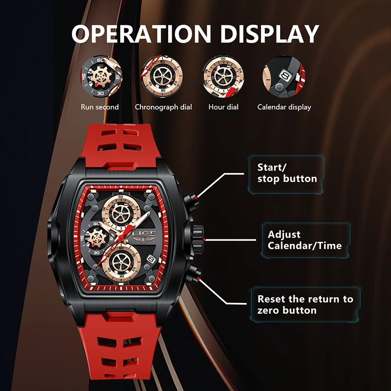 LIGE 2025 ساعات رجالية كوارتز ماركة فاخرة موضة رياضية مقاوم للماء كرونوغراف تاريخ تلقائي ساعات للرجال reloj hommes