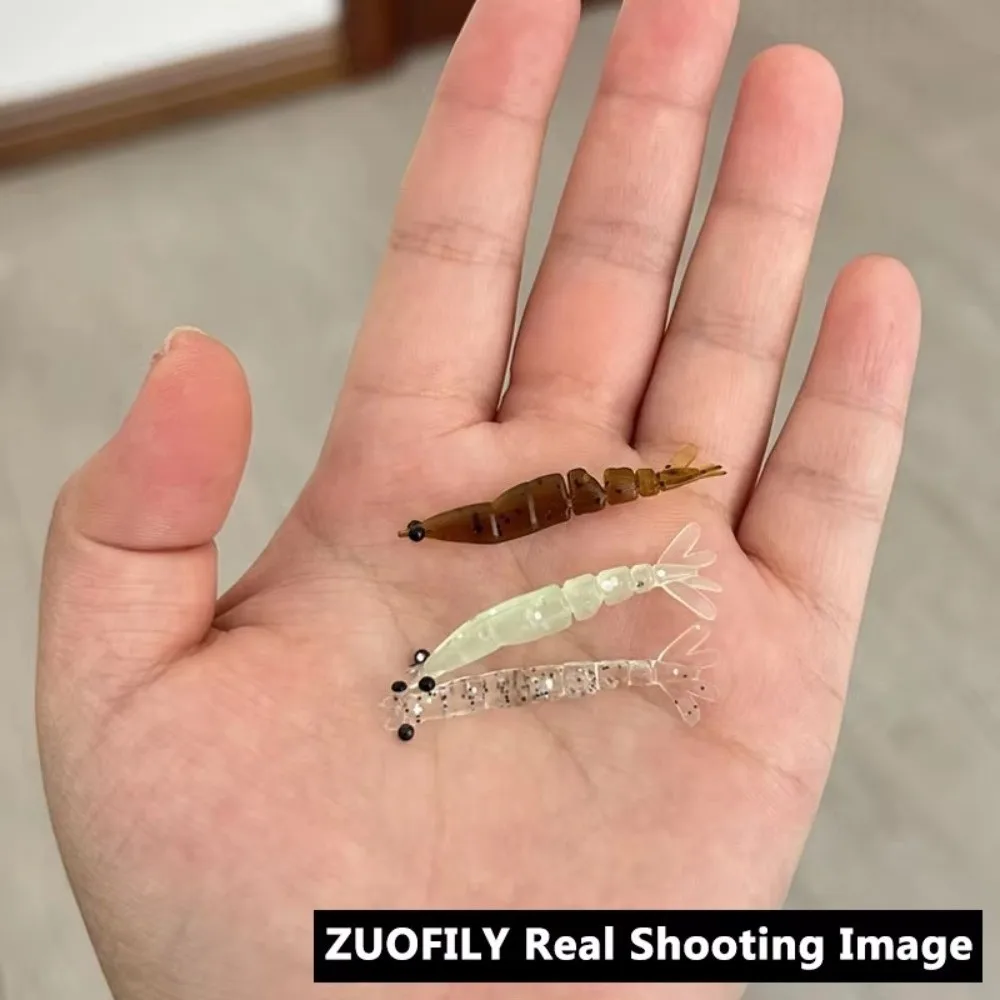 20pcs/box 4cm Length Luminous Shrimp Swimbaits Soft Silicone 0.45g Weight Glowing Fishing Lure Glowing Effect Luminous Design