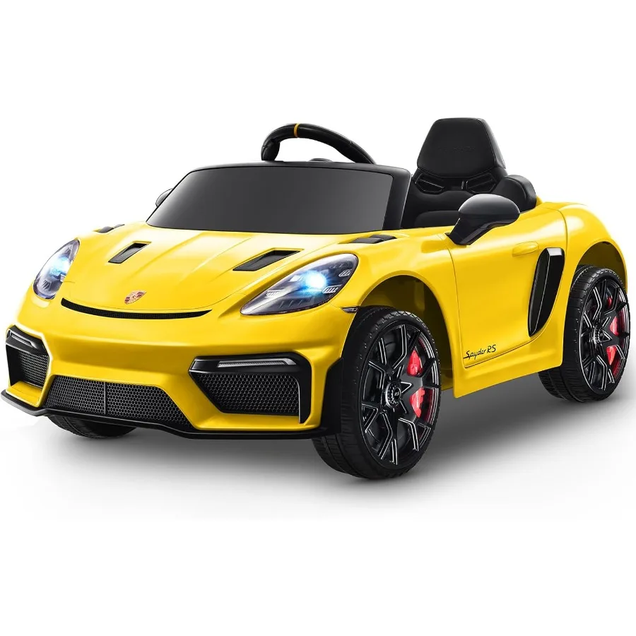 12V Ride on Car Electric Car with Remote Control Front/Rear LED Light Radio USB/AUX Openable Doors Suspension Function Durable