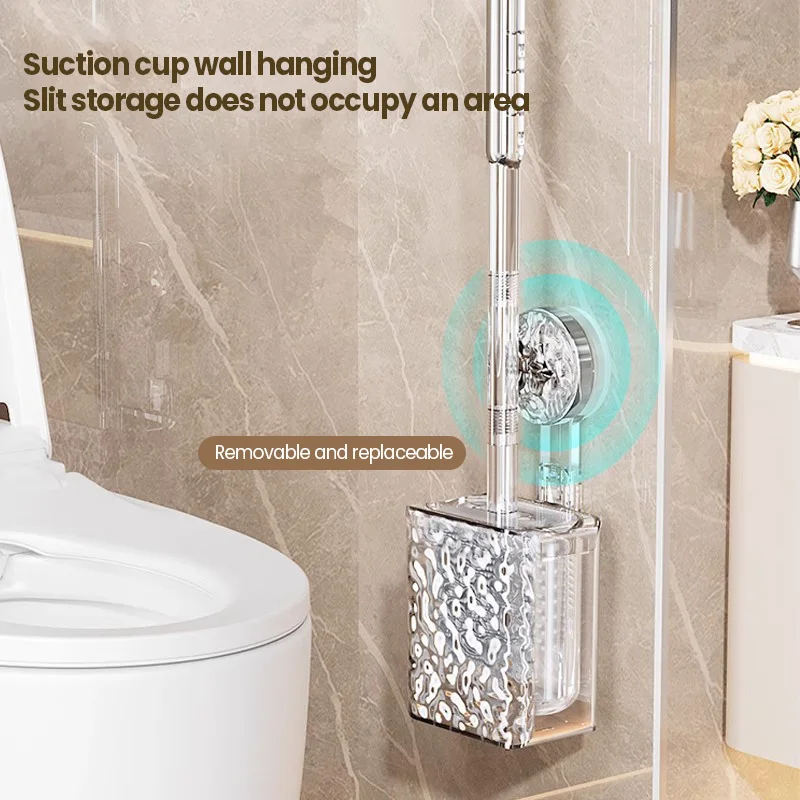 Bathroom Toilet Brush With Glacier Pattern Suction Cup Wall Mounted Long Handle Toilet Brush Bathroom Supplies