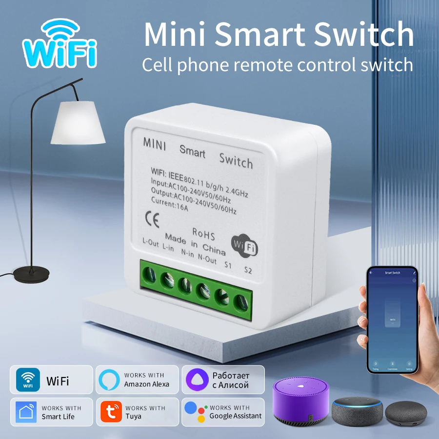 16A 20A Tuya WiFi Smart Switch Module with RF 433Mhz 2-way Control Breaker Relay Works with Alexa Google Home Smart Life APP