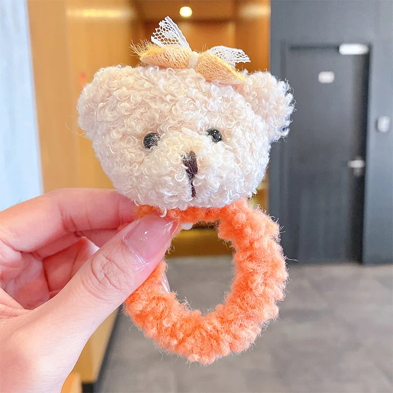 Niedliche Plüsch-Bären Elastische Haarbänder für Mädchen Kinder Modische Kopfbedeckung Stirnband Damen-Haaraccessoires – Detail 11