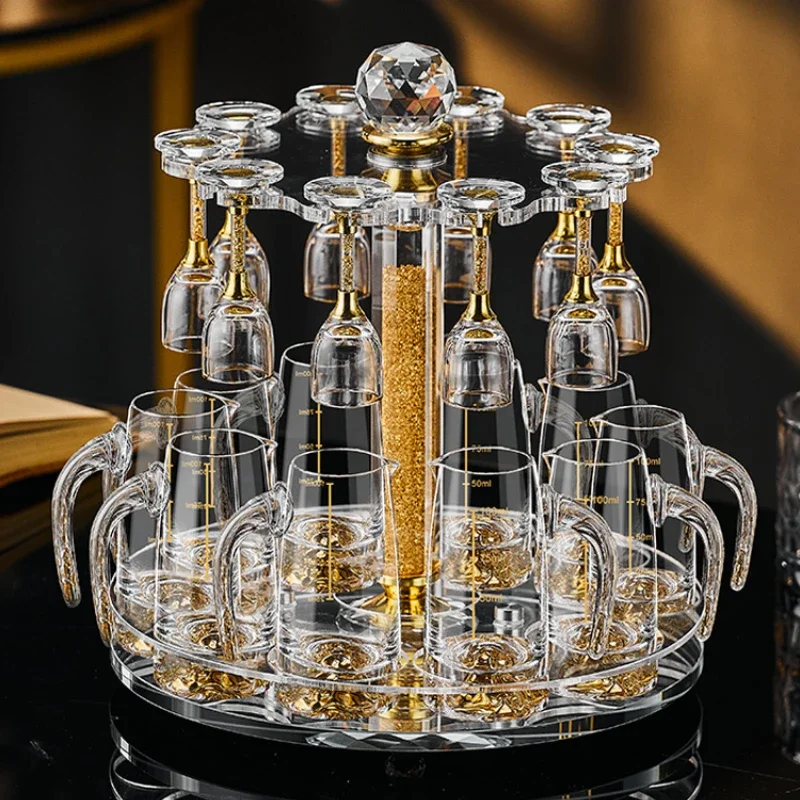 

Light luxury small spirit wine glass one cup household gold foil Baijiu set crystal wine dispenser