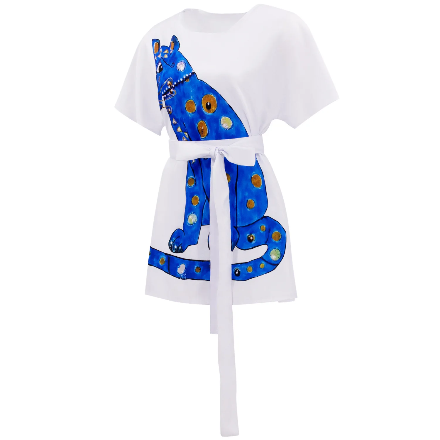 

New Anni Cosplay costume fantasy retro cat print dress retro T-shirt women's carnival party set