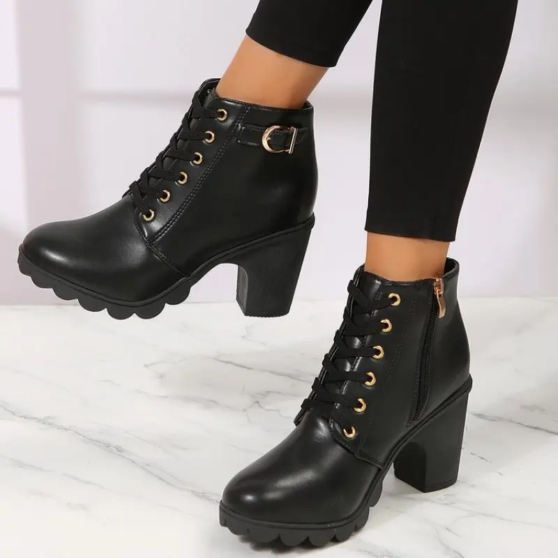 Zapatos Botines Talla 42 Botines De Tacón Alto Grueso Para Mujer