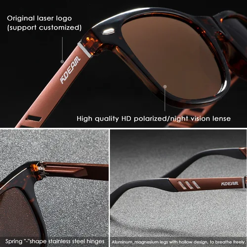 Imagen 2 del producto KDEAM gafas de sol polarizadas de aluminio y magnesio para hombres y mujeres, gafas de conducción con mejora de visión nocturna, gafas fotocromáticas informales