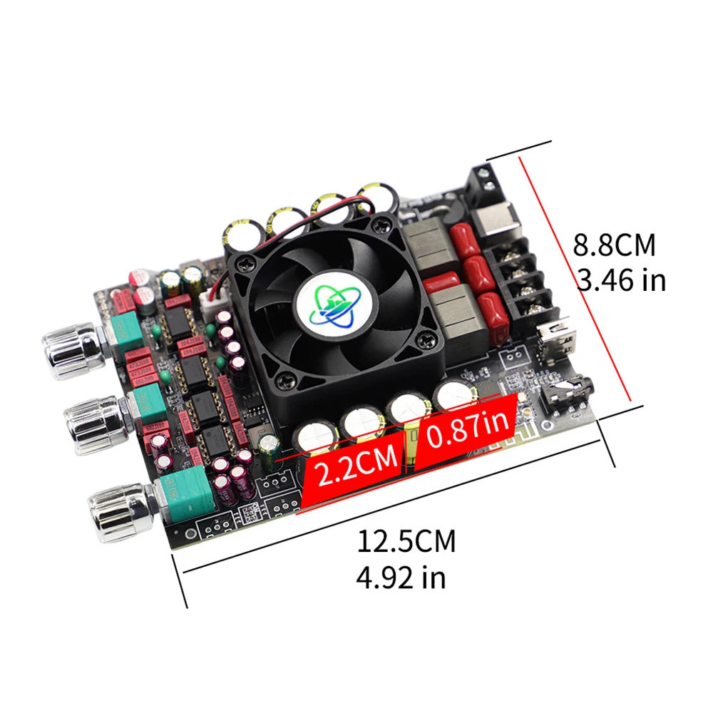 Imagem -02 - Áudio Stereo Subwoofer Amplifier Board Treble Bass Nota Tuning Amp Board Bluetooth-compatível 2.1 Channel Power Xy-t220h