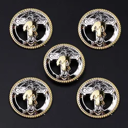 5PCS 35mm Silver Gold Rope Side Western Cross Biker Horse Rodeo Saddle Tack Bridle Headstall Conchos for Leathercraft Belt Decor