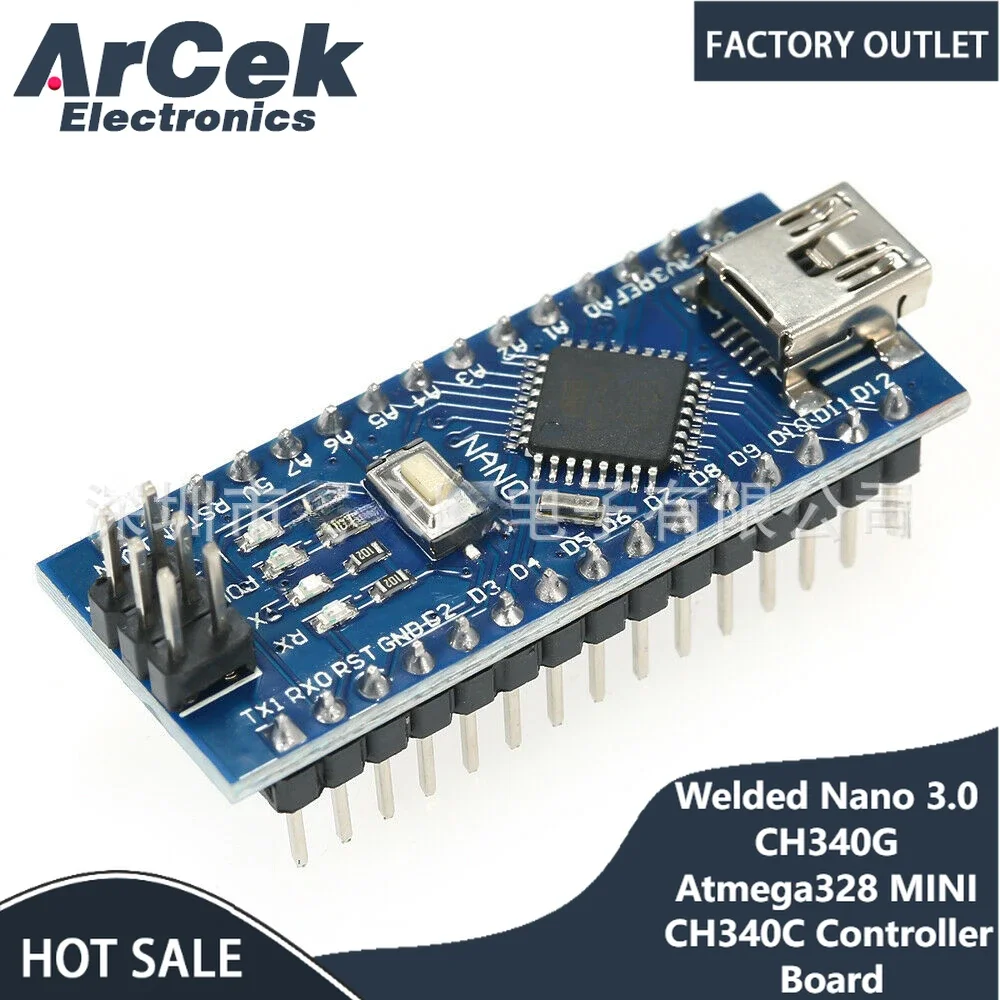 Welded Nano 3.0 CH340G Atmega328 MINI CH340C Controller Board Module For Arduino CH340 Atmega328P USB V3.0 Driver With CABLE