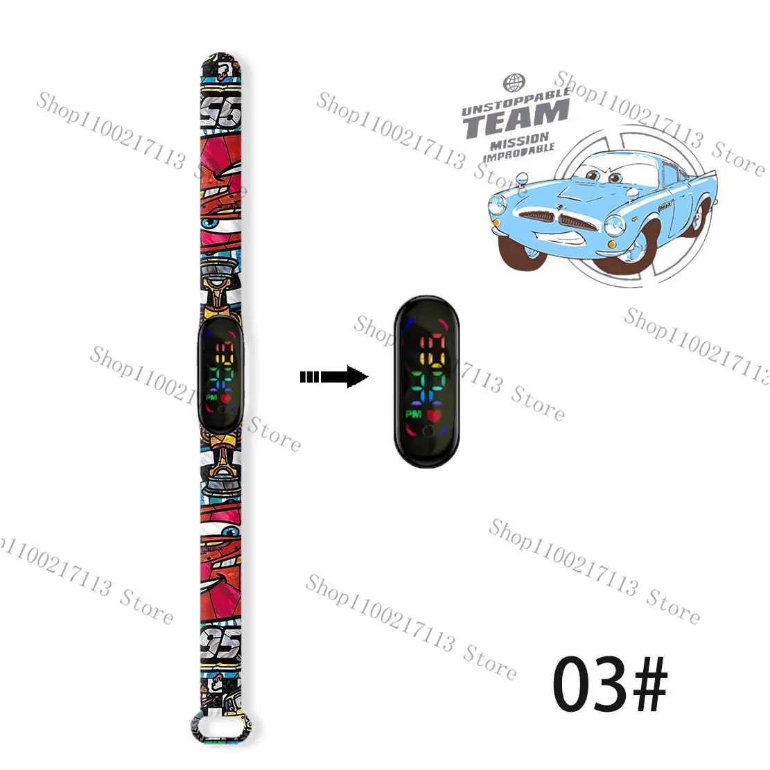 Disney Cars cartoon print children's watch anime figure The Autobots DIY LED Waterproof Electronic kids Watch birthday gifts