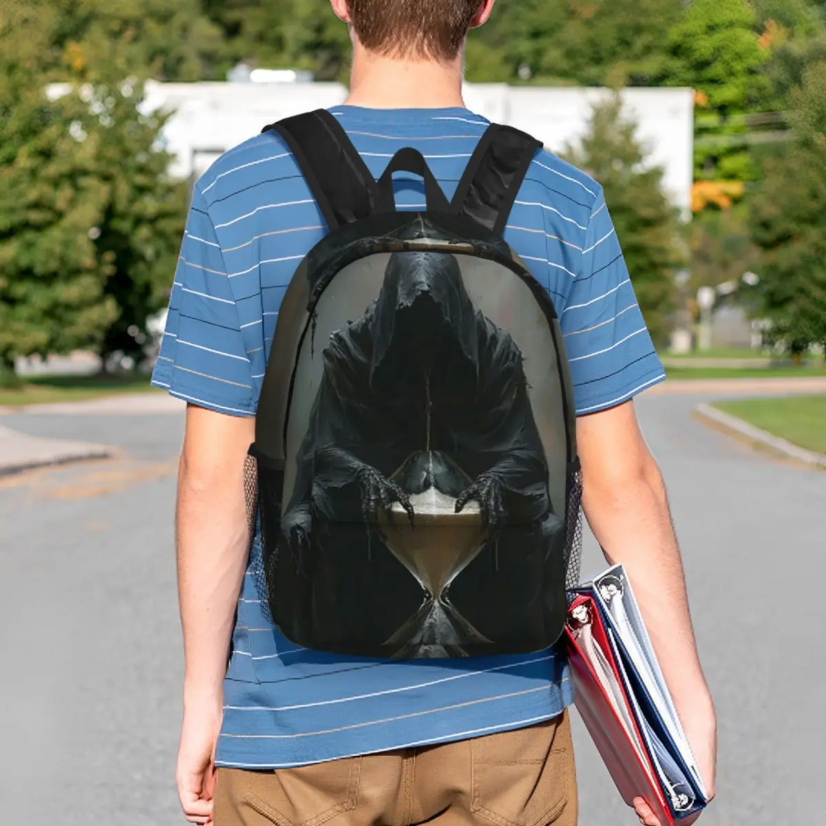 Gothic Grim Reaper And Hourglass Backpack Student BookBag Children School Bag Computer Shoulder Bags for Boys Girls