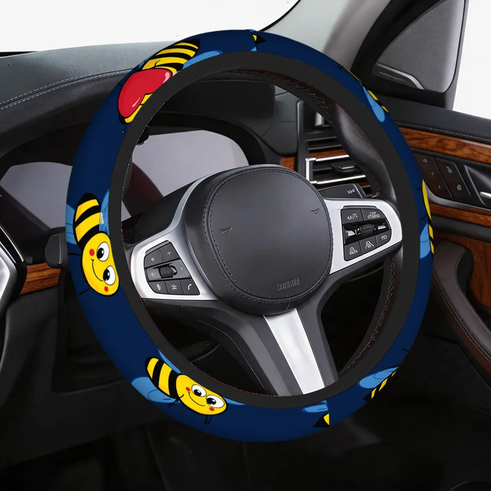 1pc Honey Bees Steering Wheel Cover Fit For Car - -Themed With Patterns, Durable Steering Wheel Suitable For Vehicles, Car Inter