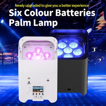 배터리 6x18W RGBWAUV Led 무선 파 라이트, 사티지 효과 웨딩 파 라이트, Dj 파 사운드 파티용 와이파이 원격 DMX512 제어
