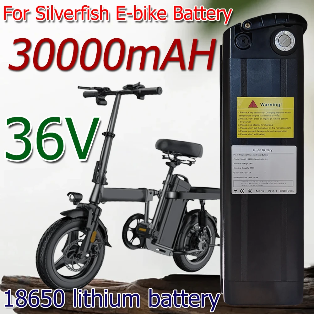 36V 30Ah for Silver Fish 18650 Li-ion Battery with Aluminum Case Anti-theft Lock