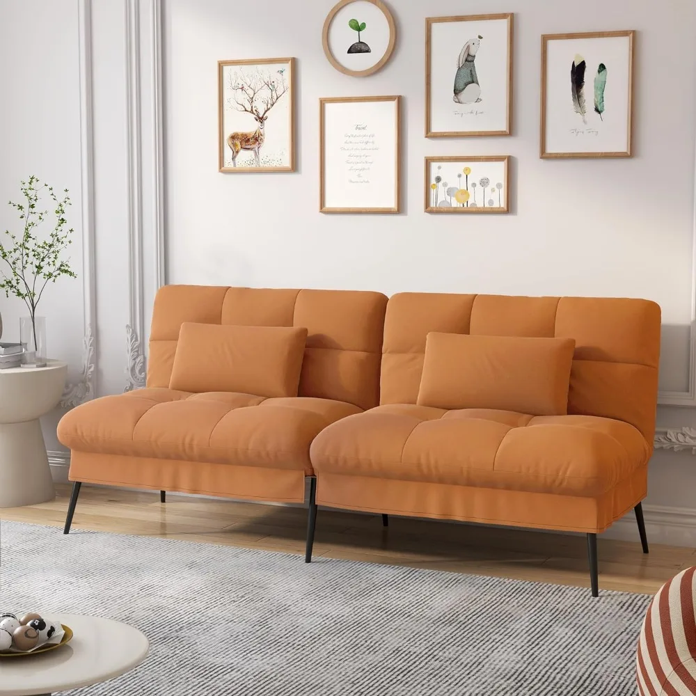 Kasur Sofa Futon Convertible, 68 terimakasih kain Sofa Futon dengan sandaran dapat disetel, tempat tidur Futon lipat untuk ruang tamu