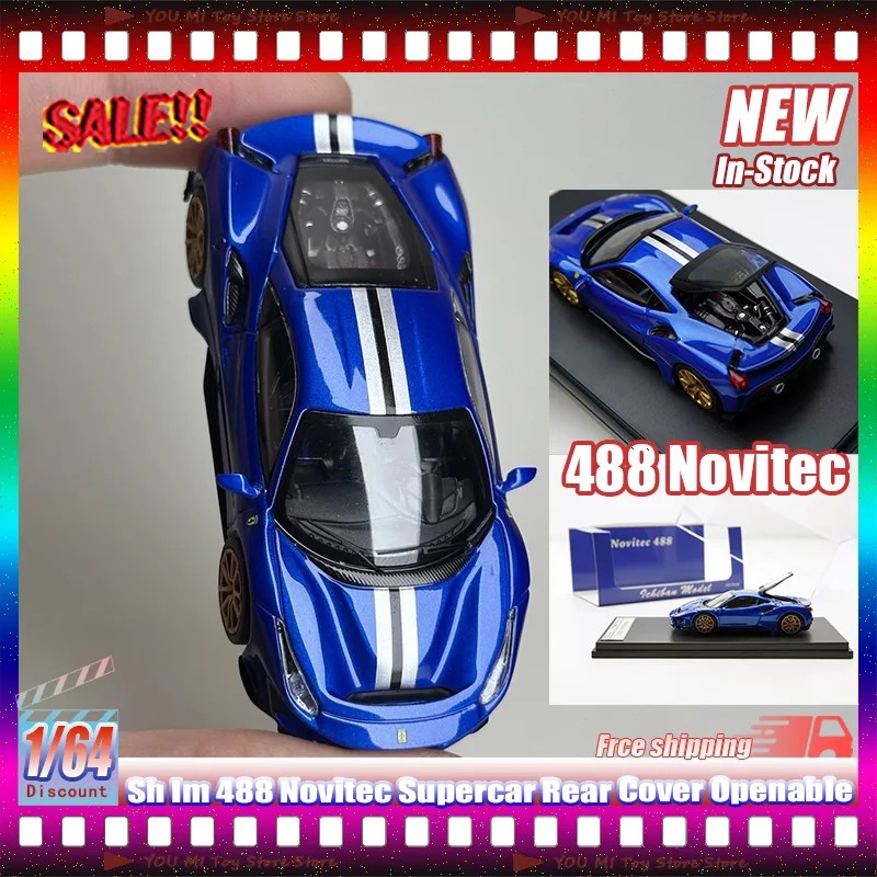 

Новинка в наличии Sh Im 1:64 488 Novitec Supercar, задняя крышка, открывающаяся имитация сплава, миниатюрная литая модель автомобиля, индивидуальная игрушка