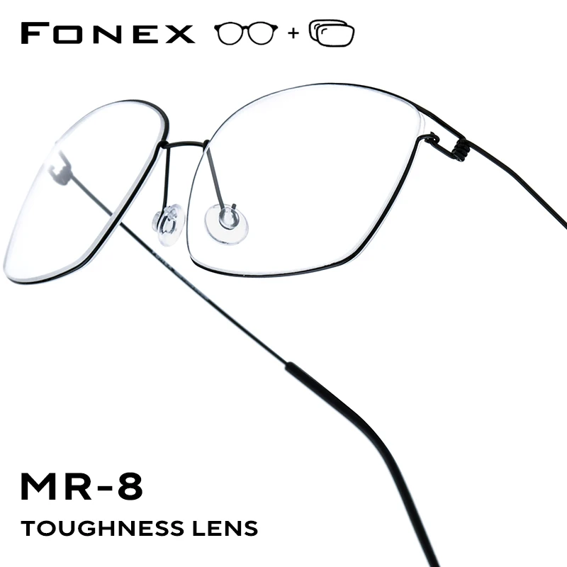 FONEX Progressive Prescription Glasses Photochromic Myopia Optical Lens Eyewear Men Round Eyeglasses Alloy Frame 98624