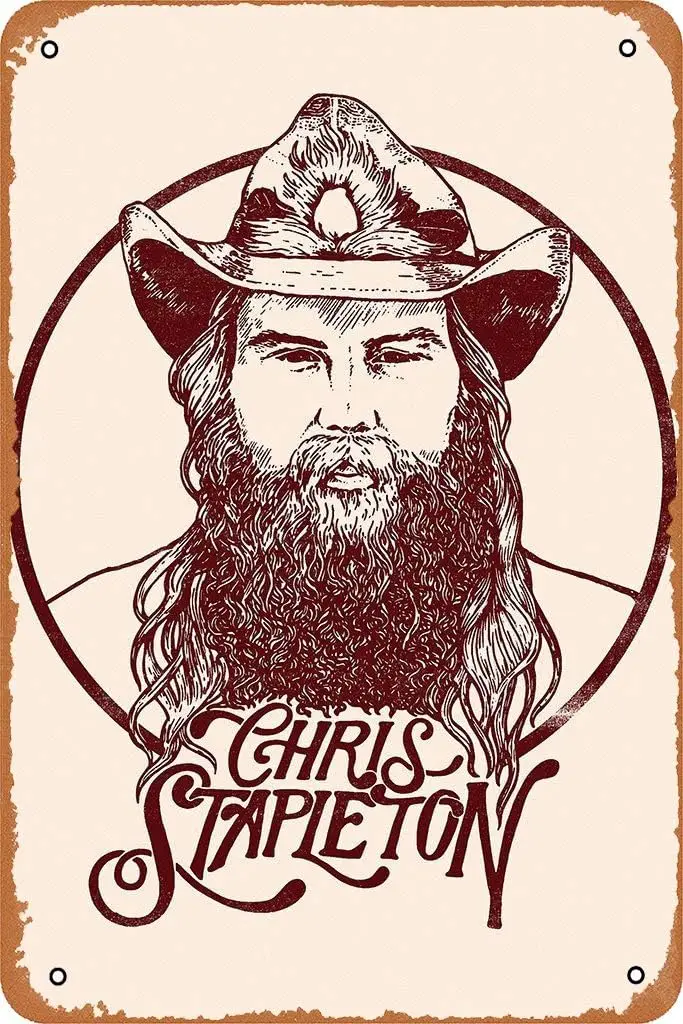 Chris Stapleton Fan Art Poster Celebrities ; Musicians  Vintage Metal Tin Sign