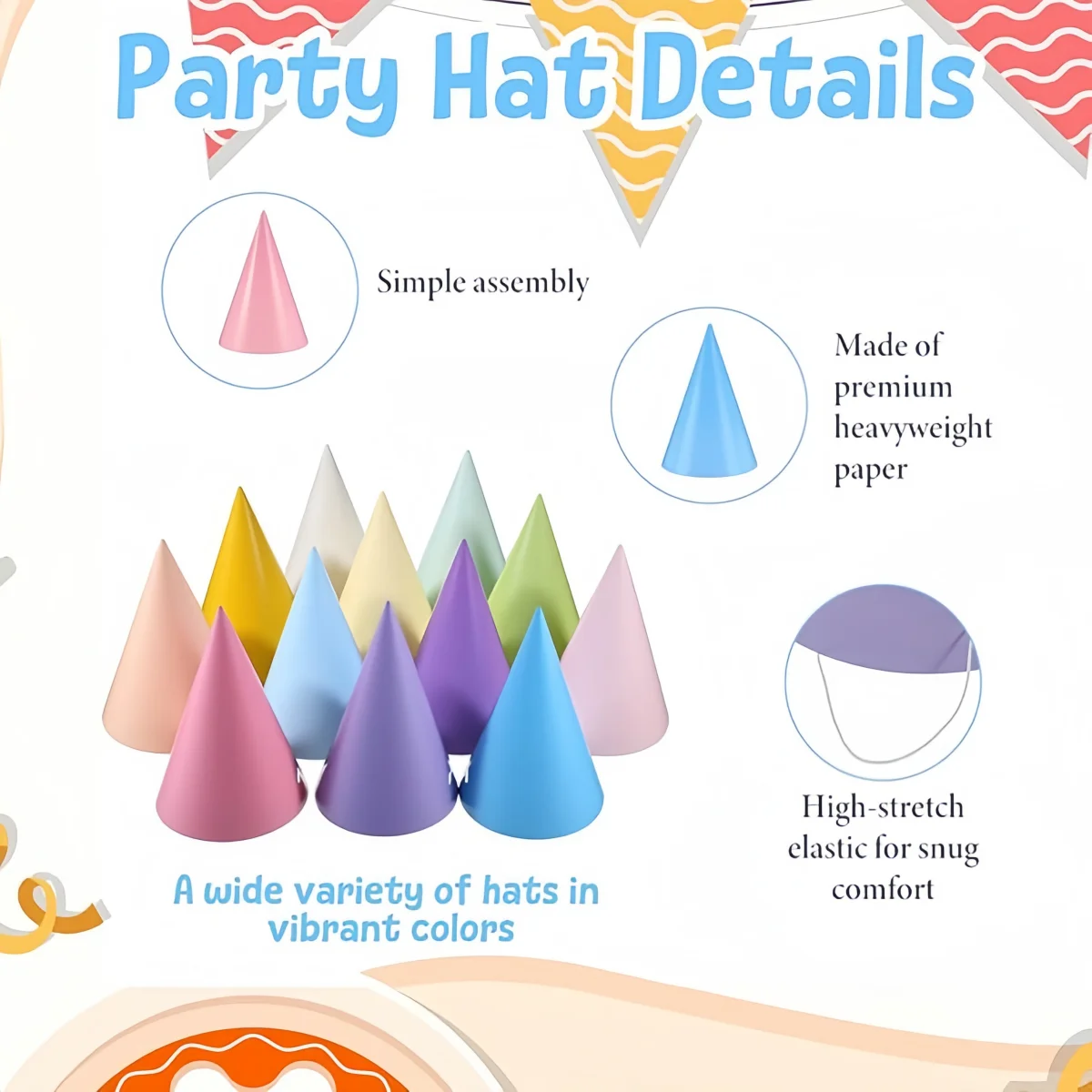 20 Stück matte Macaron-Partyhüte – Geburtstagskegel in verschiedenen Farben für Feiertagsfeiern und Veranstaltungen – 25,4 cm (25 cm) – Detail 4