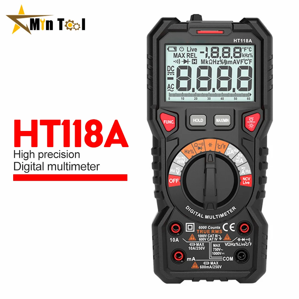 HT118E Digital Multimeter 20000 Counts True Rms NCV HZ Multimeters Transistor Tester Voltimetro Capacitance Meter Measuring Tool