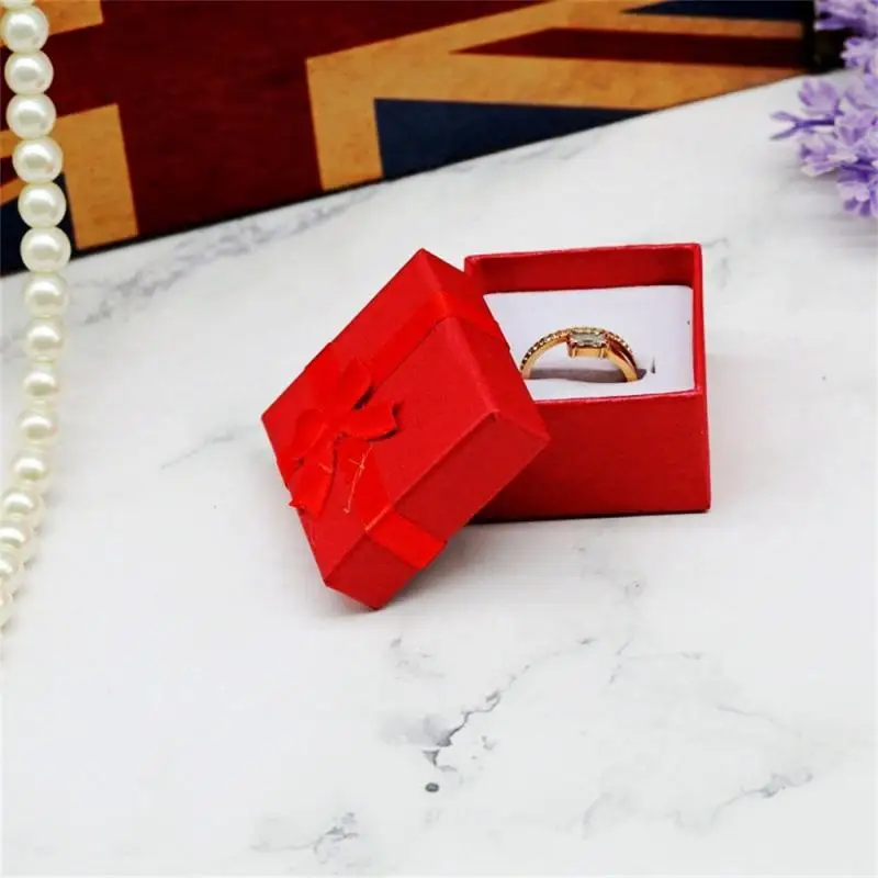 Case Moisture-proof 4×4×2.5cm Home Storage Ring Box Delicate Cardboard Storage Boxes Gift Box Square Drawn Gift Box Fashion