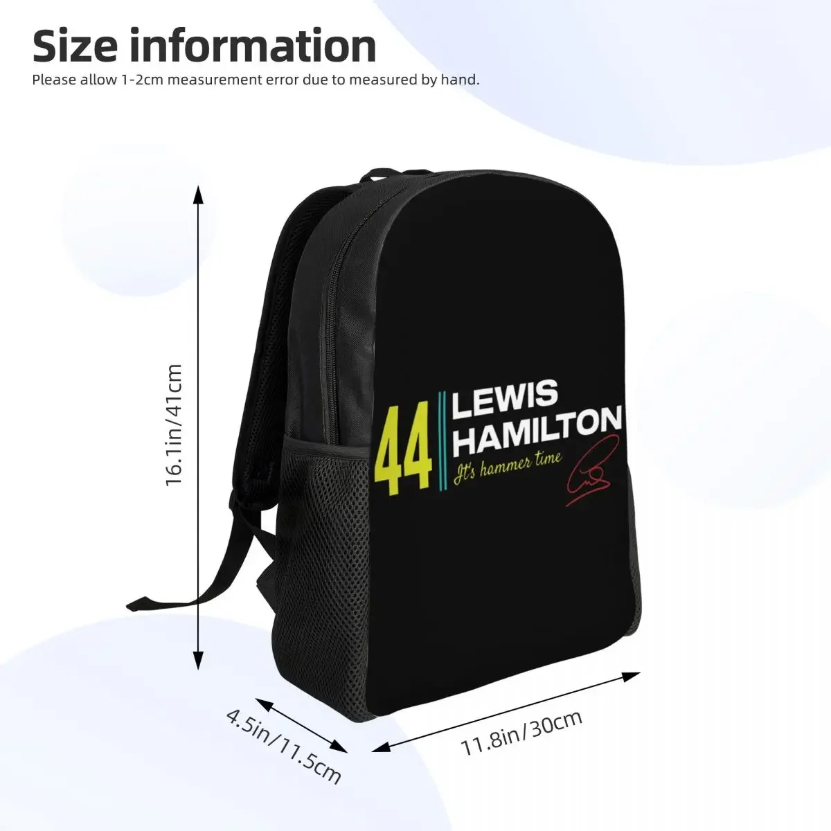 Custom Lewis Motorsport Backpack for Girls Boys 44 Car Racing College School Travel Bags Women Men Bookbag Fits 15 Inch Laptop