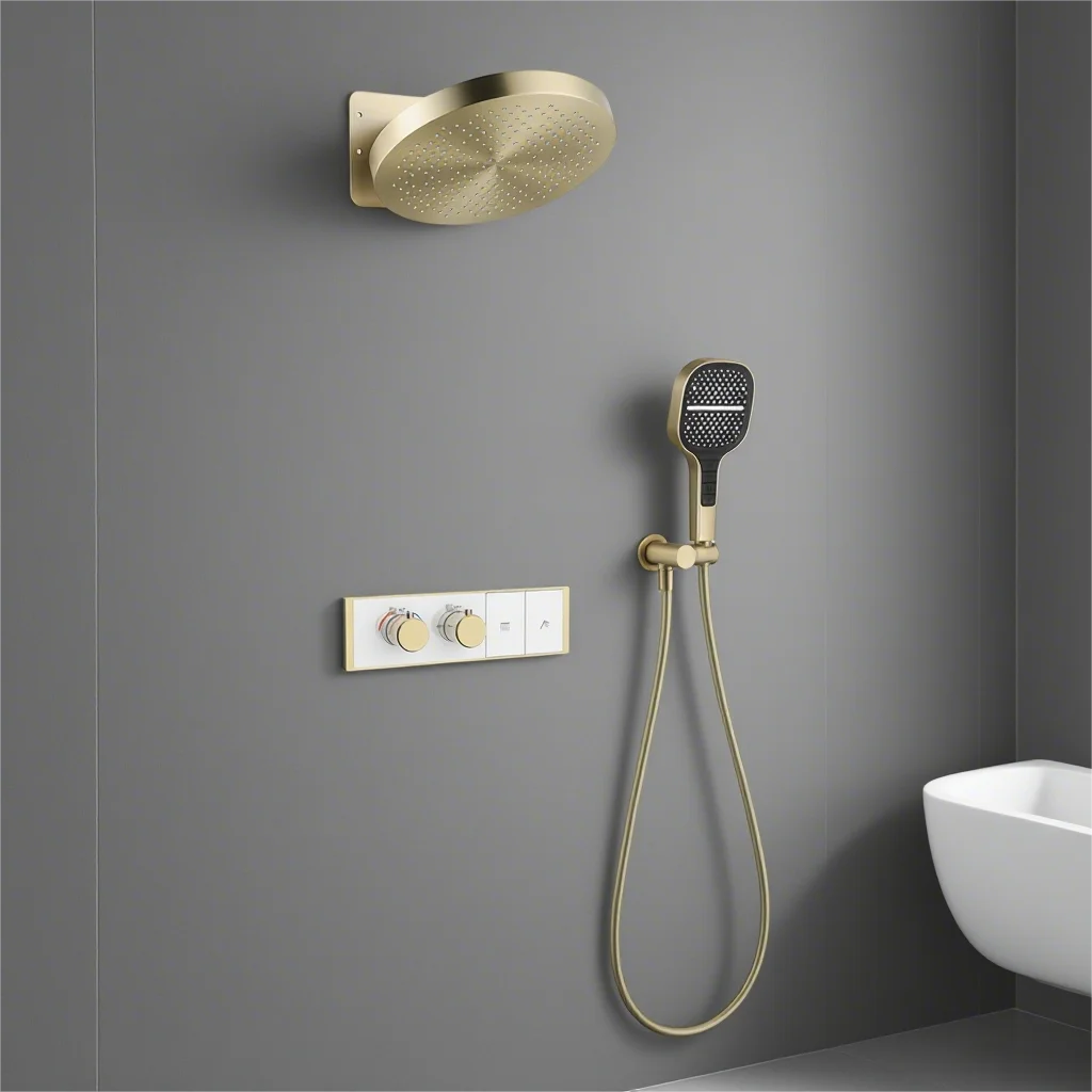 Hot Selling Luxury Multifunctional Smart Shower Set Rainwater Waterfall Thermostatic Faucets Soft Spray Pattern Brushed Surface