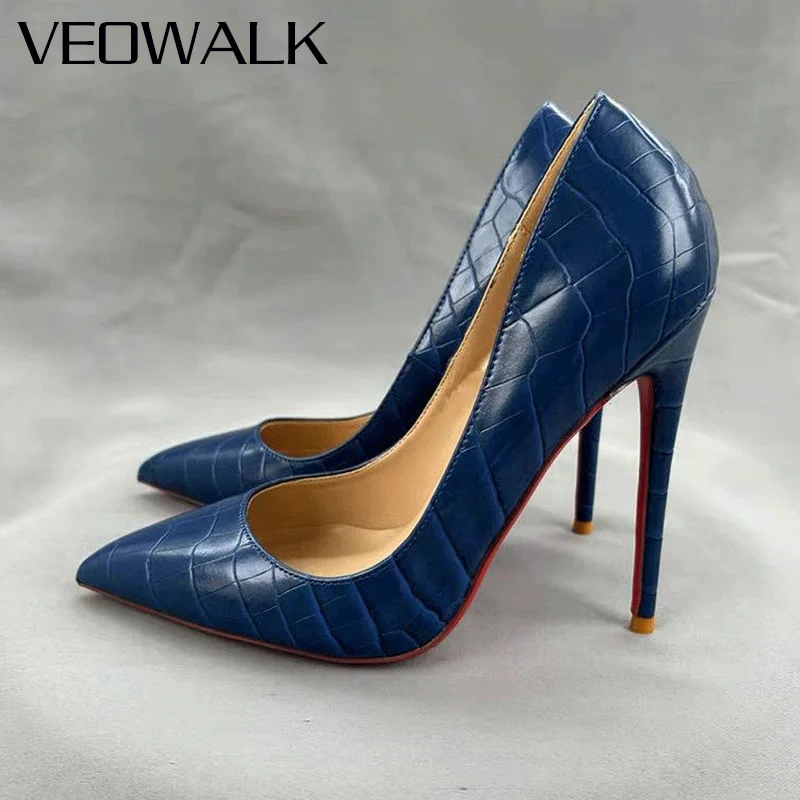 

НОВЫЕ пикантные туфли-лодочки на высоком каблуке 12 см с тиснением под крокодила, женские элегантные вечерние модельные туфли без шнуровки с острым носком, большой размер