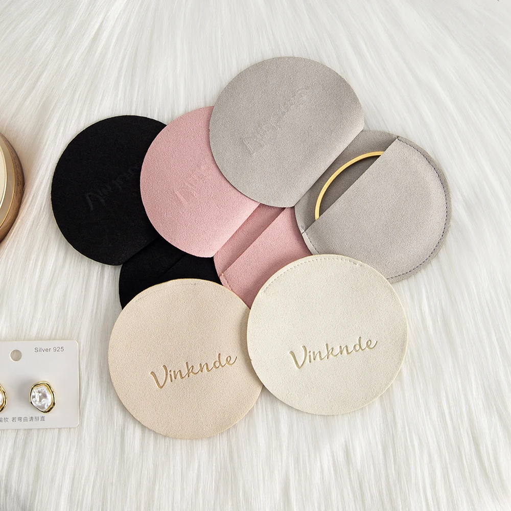 

100pcs Microfiber Gift Round Bags 8x8cm Jewelry Presents Necklace Wedding Favors For Guests Candy Bag Pouch Personailzed Logo