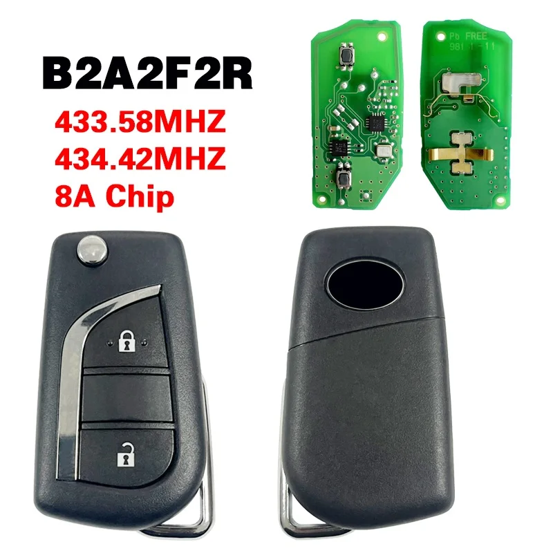 

CN007344 OEM PCB FCC B2A2F2R 433.58/434.42MHZ 8A chip 2 Button Flip Remote Key Fob Toyota RAV4 433MHz