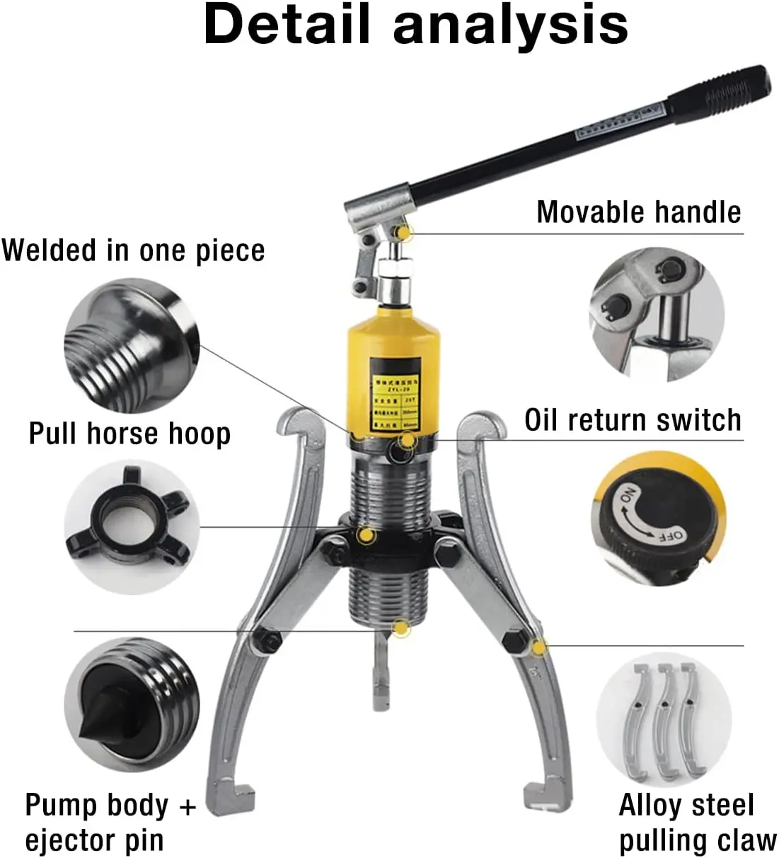 50 Ton Hydraulic Gear Puller Kit,Wheel Bearing Pulling Separator,3 Jaw Puller,Vertically,Case Heavy Duty Mechanical Repair Tools