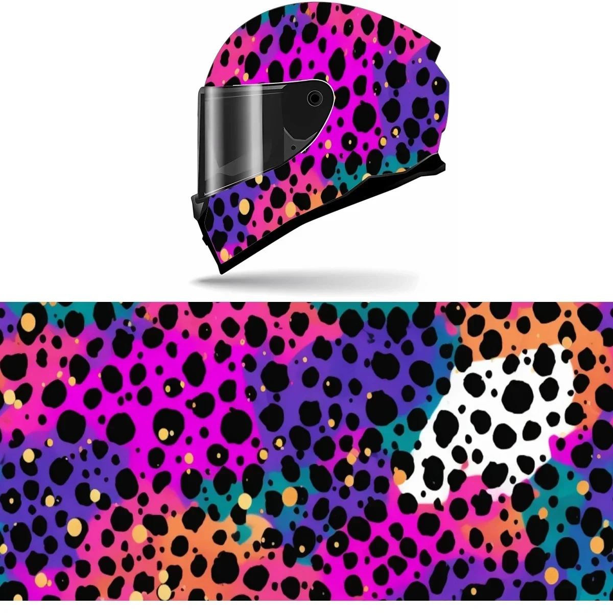 

Colorful Leopard Pattern Full Helmet Wrap Sticker Motorcycle Helmet Racing Graphic Decal Vinyl Wrap Helmet Decor Sticker