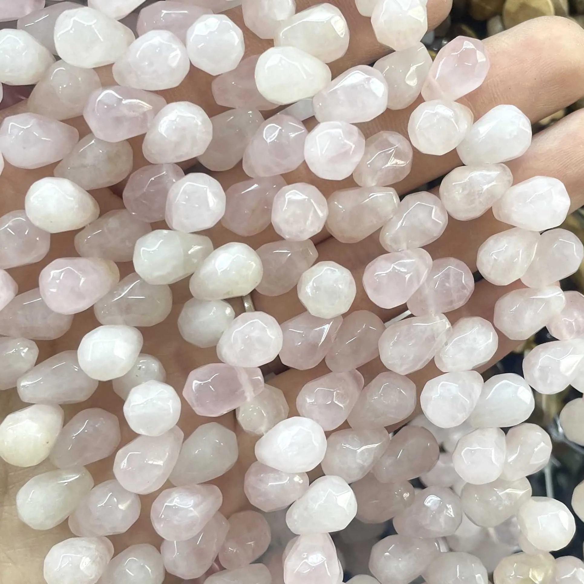 Naturstein facettierte Wassertropfen-Perlen aus Labradorit, Achat und Türkis für die Schmuckherstellung, DIY-Armband und Halskette – Detail 10
