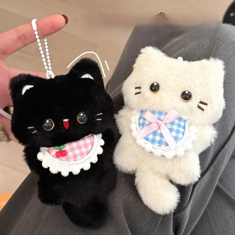 Generic Cute Plush Cat Keychain Squeaking Soft Fluffy Kitten Pendant Backpack Charm Doll For Girls Couples Valentine Gift