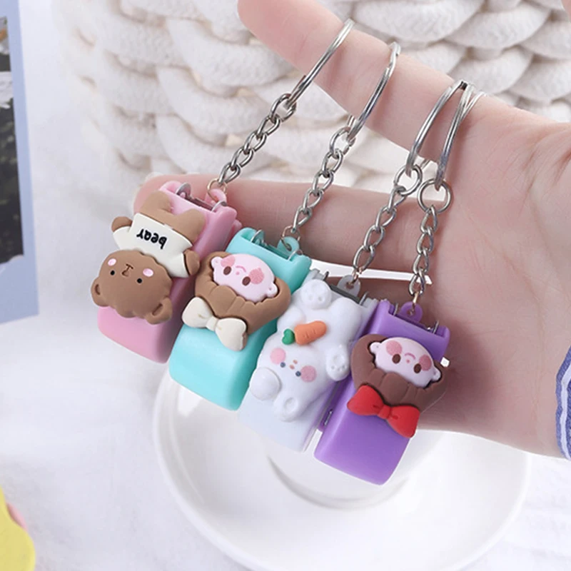 Cute Cartoon Mini Stapler Key Chain Macaron Color Student Creative Stapler Convenient Key Ring Pendant