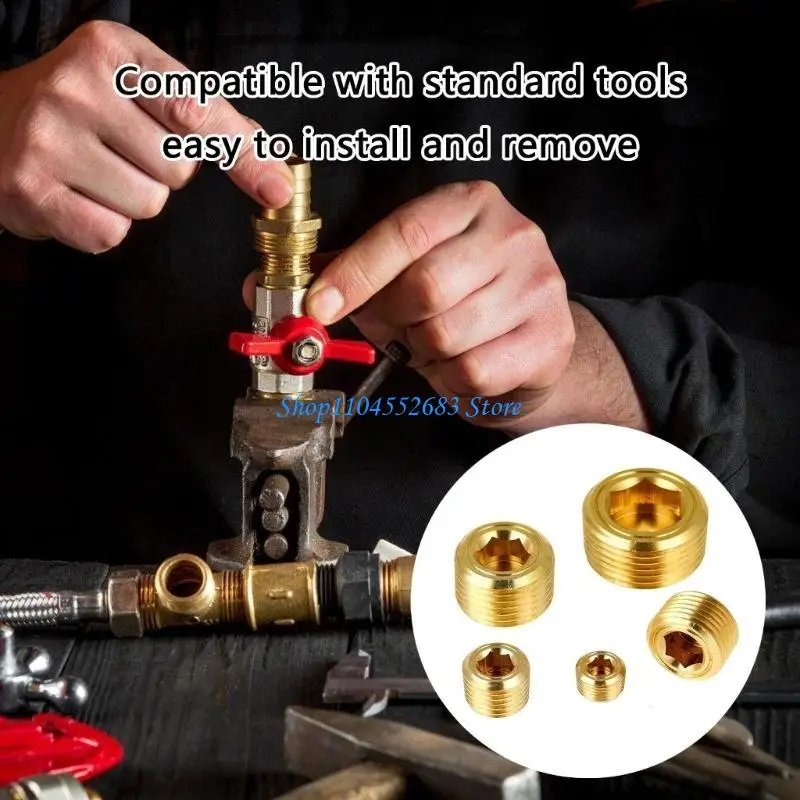 

Y6GD 10/25pcs Sturdy Brass Pipe Plugs Fitting Assortment Set Male Internal Hexgonal Thread Accessory for Sealing Pipe Port