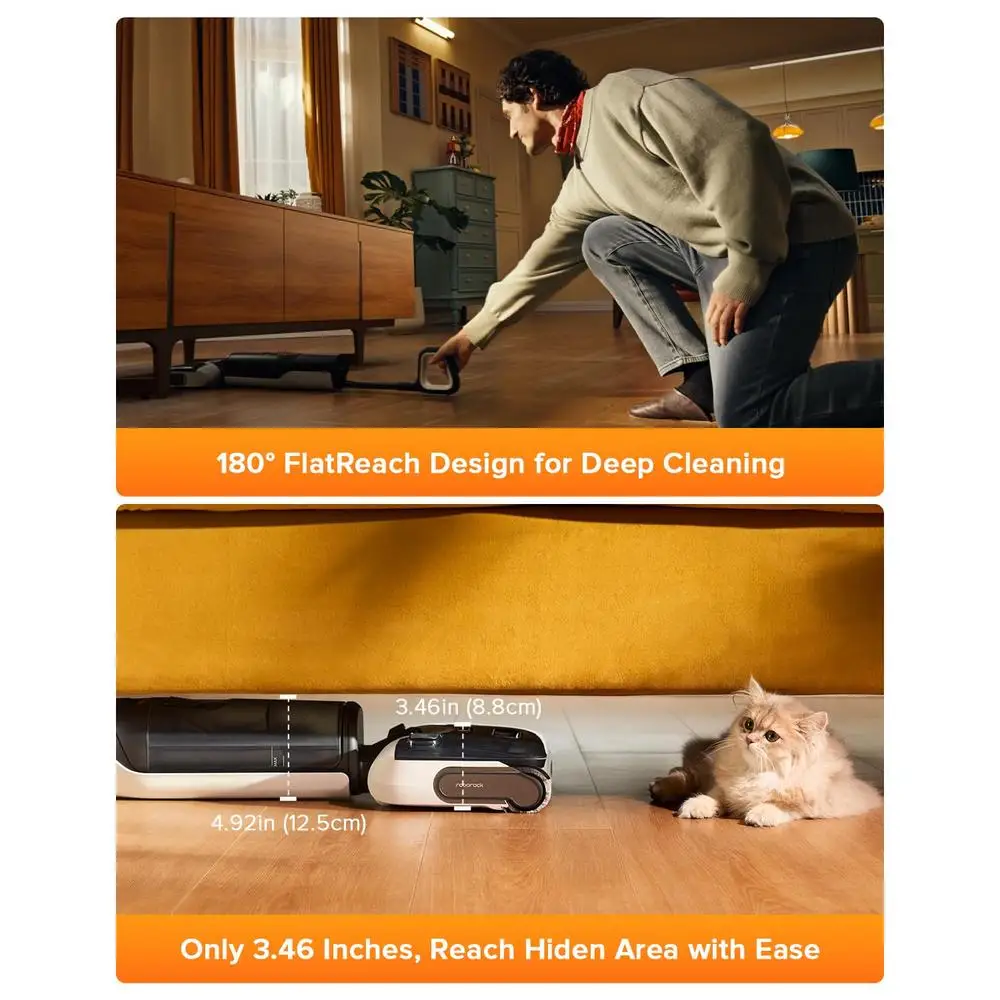 무선 습식 건식 진공 걸레 자체 청소 20000Pa 강력한 흡입 180 °   플랫 디자인 온수 플래시 건조 배터리 작동